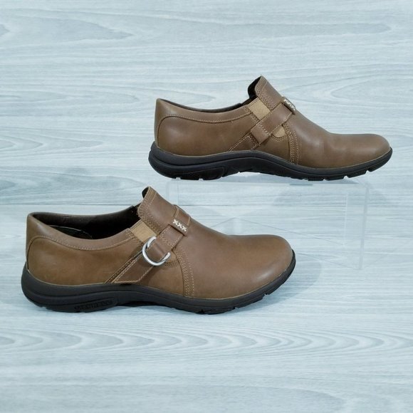 Merrell Loafers Dassie Stich Moccasin Buckle Womens Size 8.5 Brown Leather Shoes - Picture 3 of 12